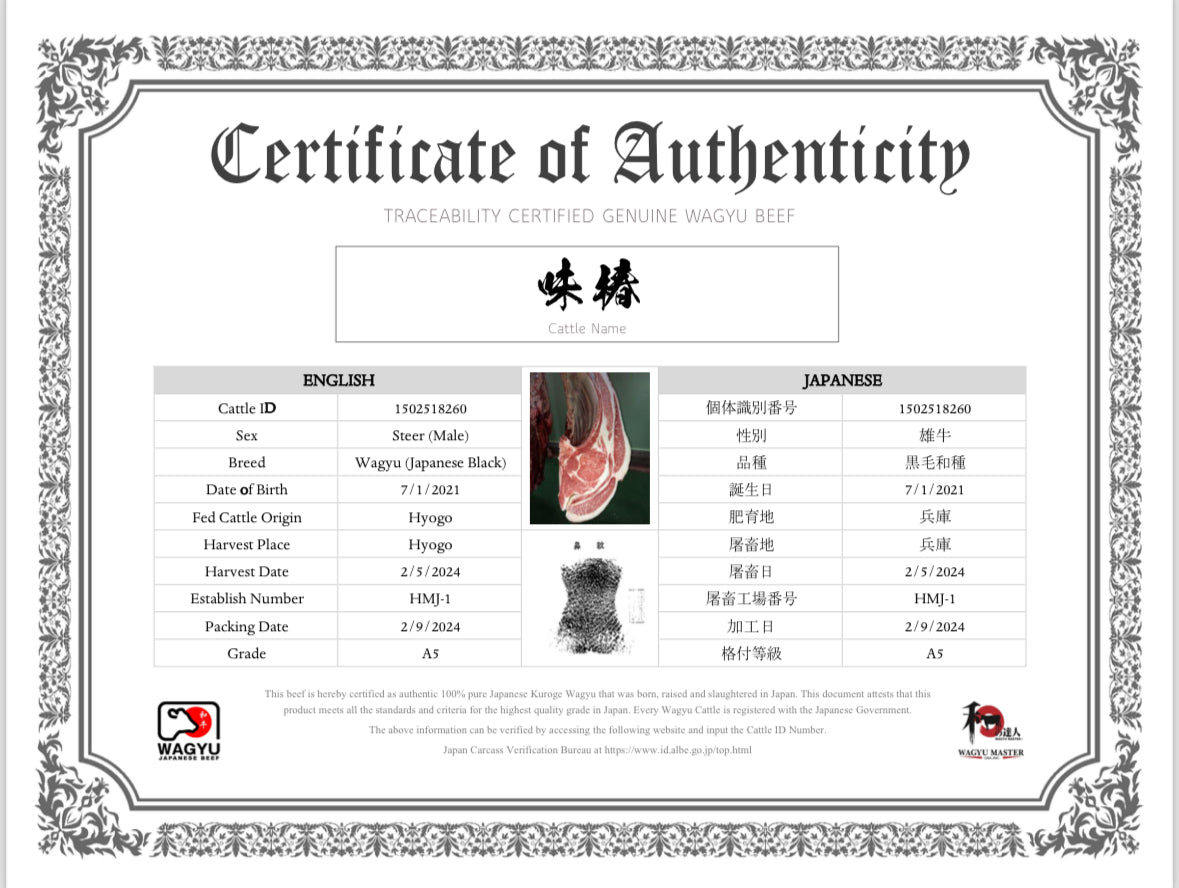 Japanese A5 Wagyu | Hyogo | Wine Fed | Ribeye Steak | BMS 10-11 | 12 oz