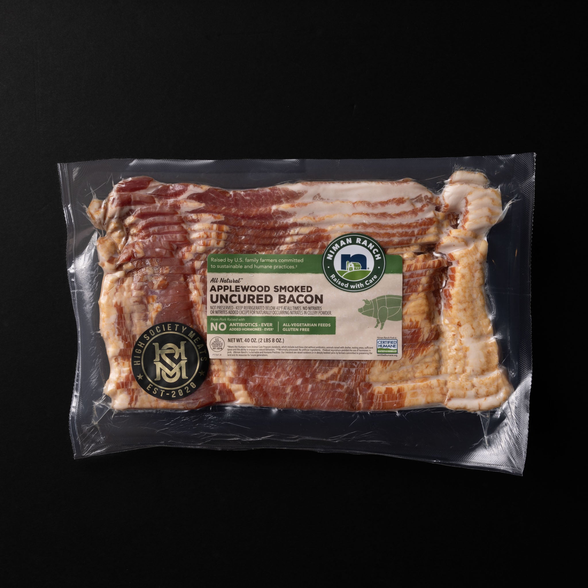 Heritage Pork Uncured Applewood Bacon | Gluten Free | 2.55 lb