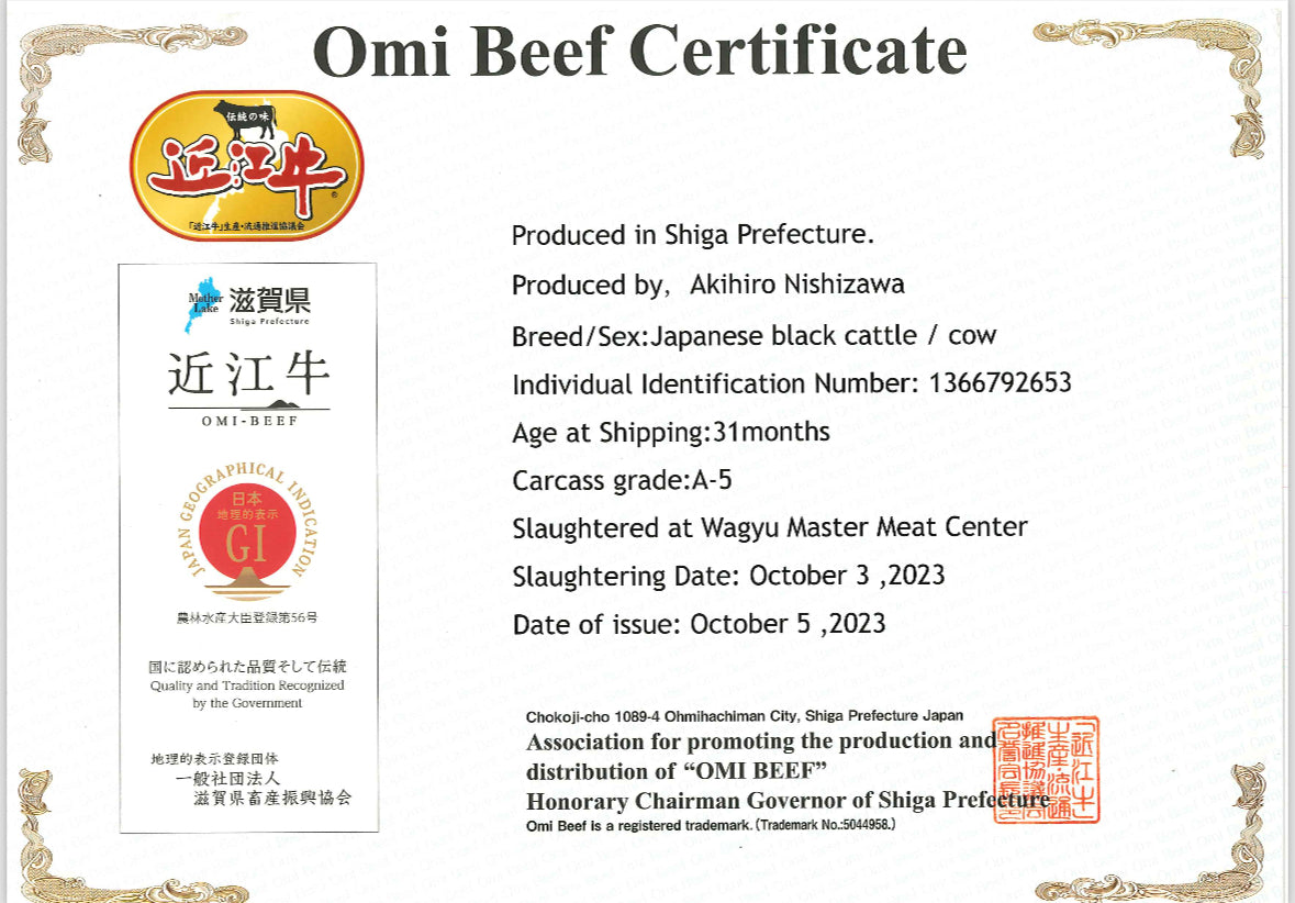 Japanese A5 Wagyu | Omi | Filet Mignon | BMS 10-11 | 8 oz