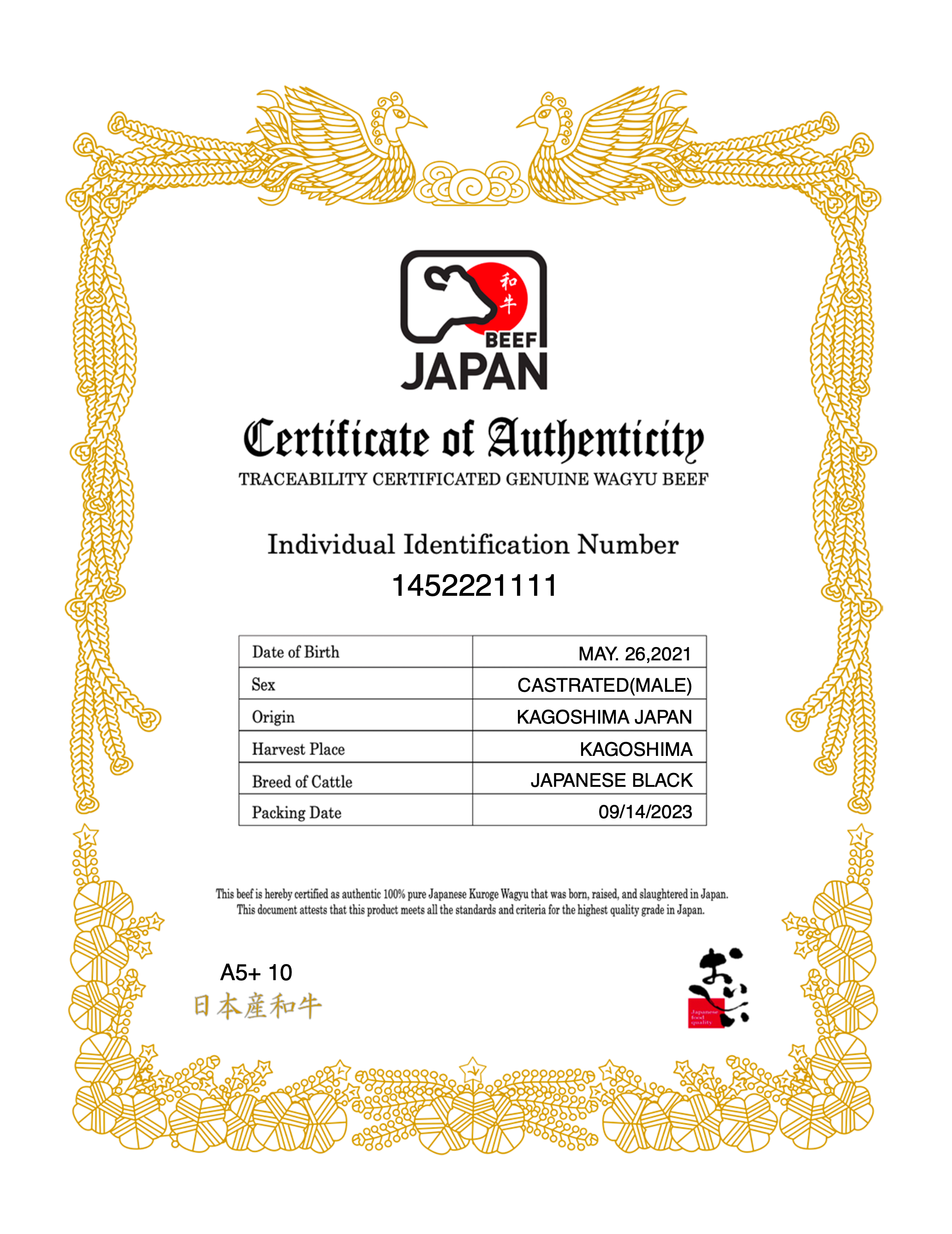 Japanese A5 Wagyu | Kagoshima | Filet Mignon Steak | BMS 10-11 | 8 oz